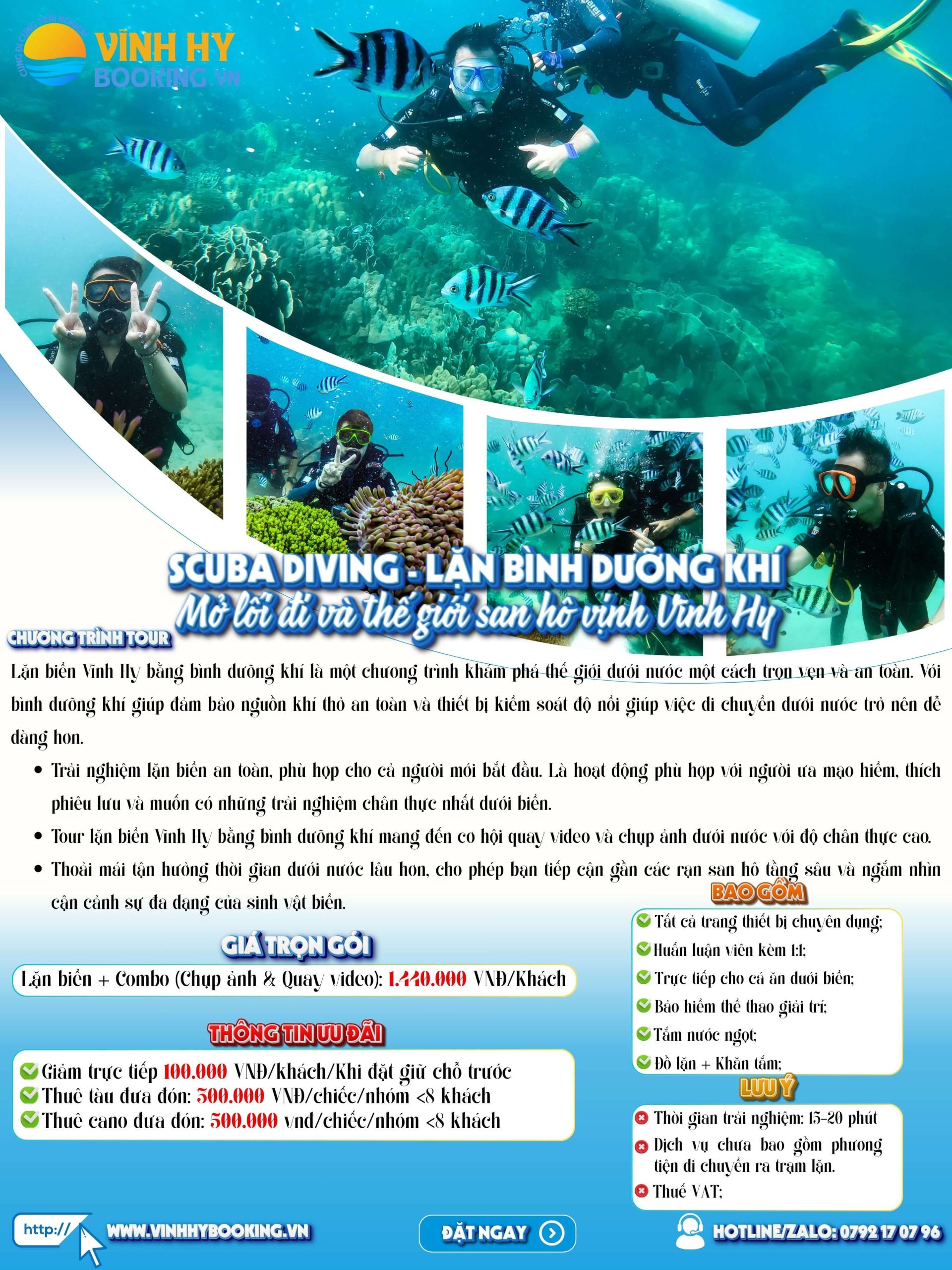 Lịch trình tour lặn biển Vĩnh Hy bằng bình dưỡng khí - Scuba Diving 