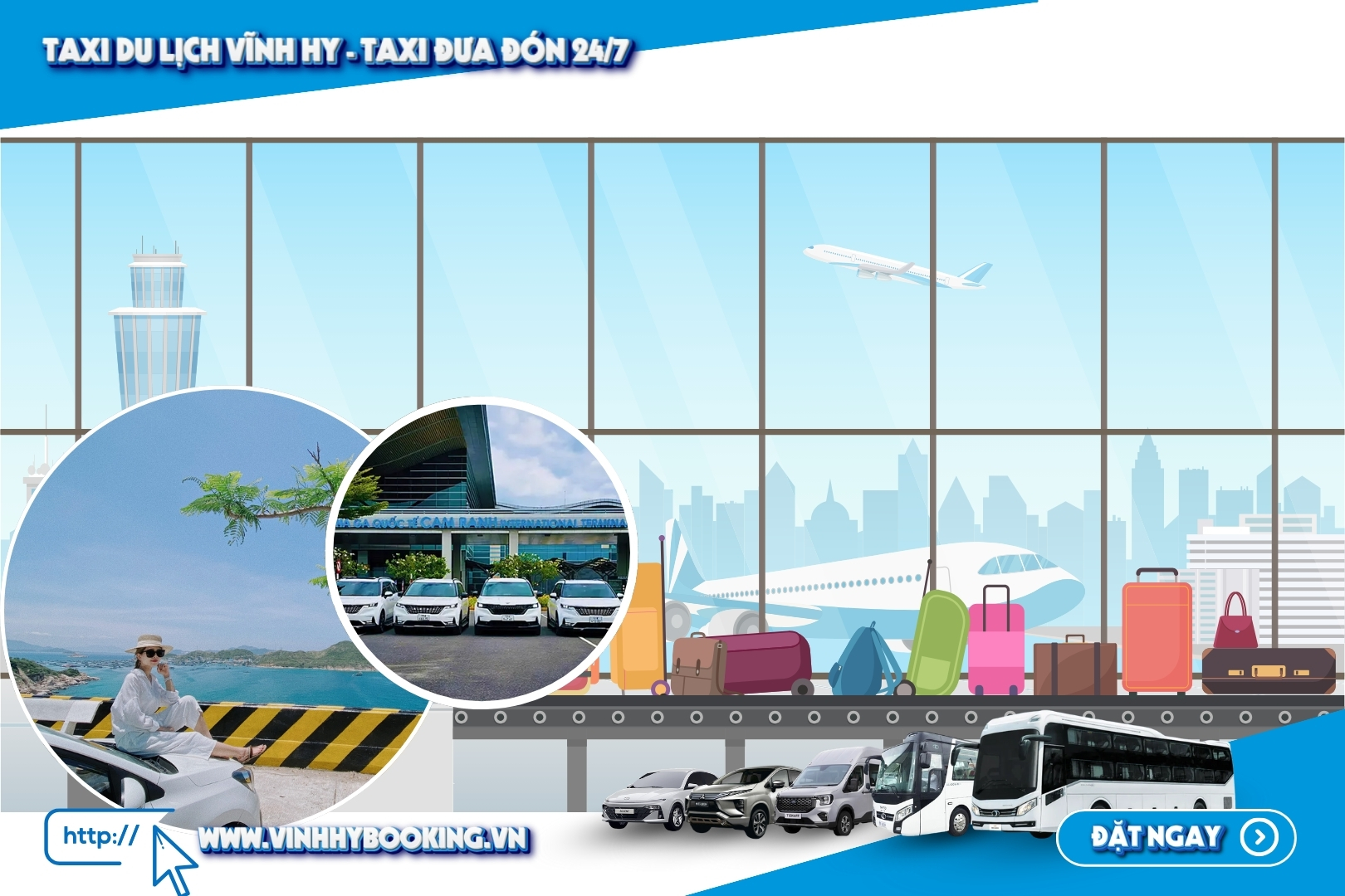 Taxi du lịch Vĩnh Hy đưa đón sân bay Cam Ranh mang lại nhiều tiện ích vượt trội